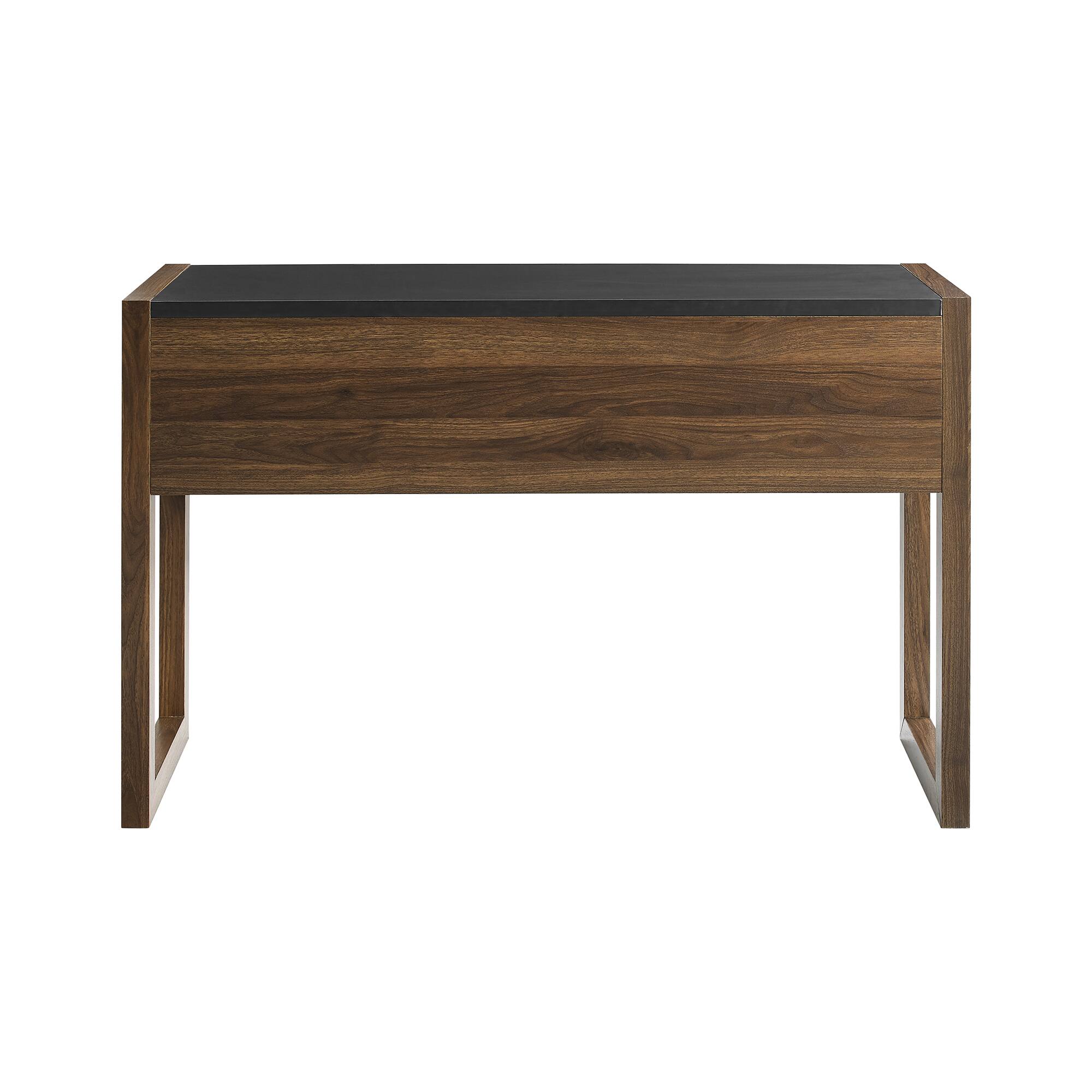 Walker Edison 46" Dark Walnut/Solid Black Fluted Drawer Writing Desk